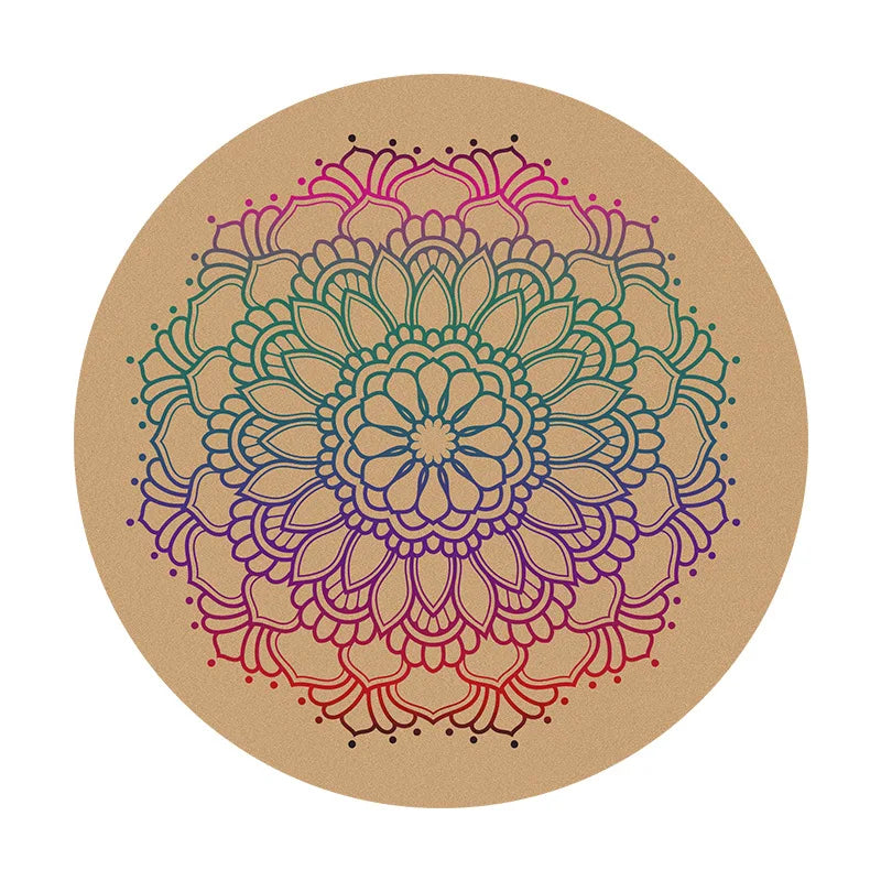 Rund Yogamatte i Naturgummi og Kork (68 cm)