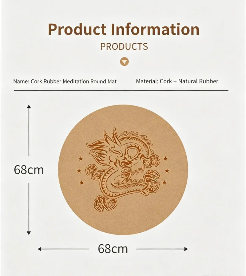Rund Yogamatte i Naturgummi og Kork (68 cm)