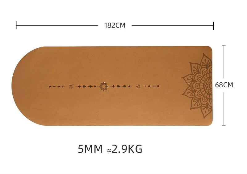 Bueformet Kork Yogamatte i Naturgummi (5mm)