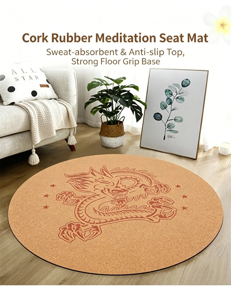 Rund Yogamatte i Naturgummi og Kork (68 cm)