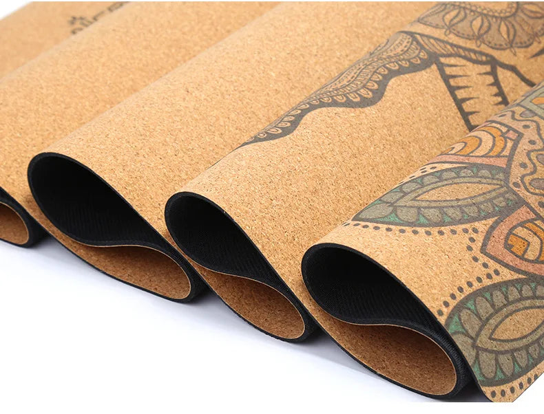 Sammenleggbar Yogamatte i Naturkork & Gummi (1mm)