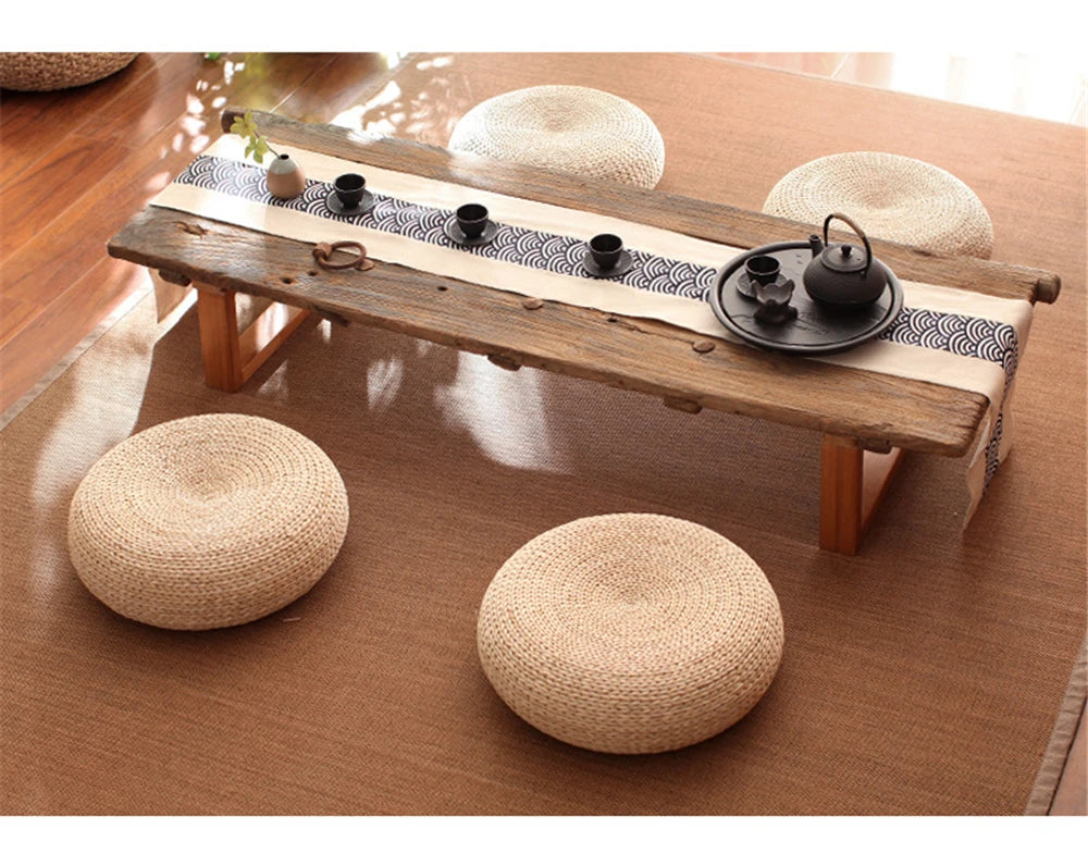 Ekte Vevd Strå Meditasjonspute / Futon