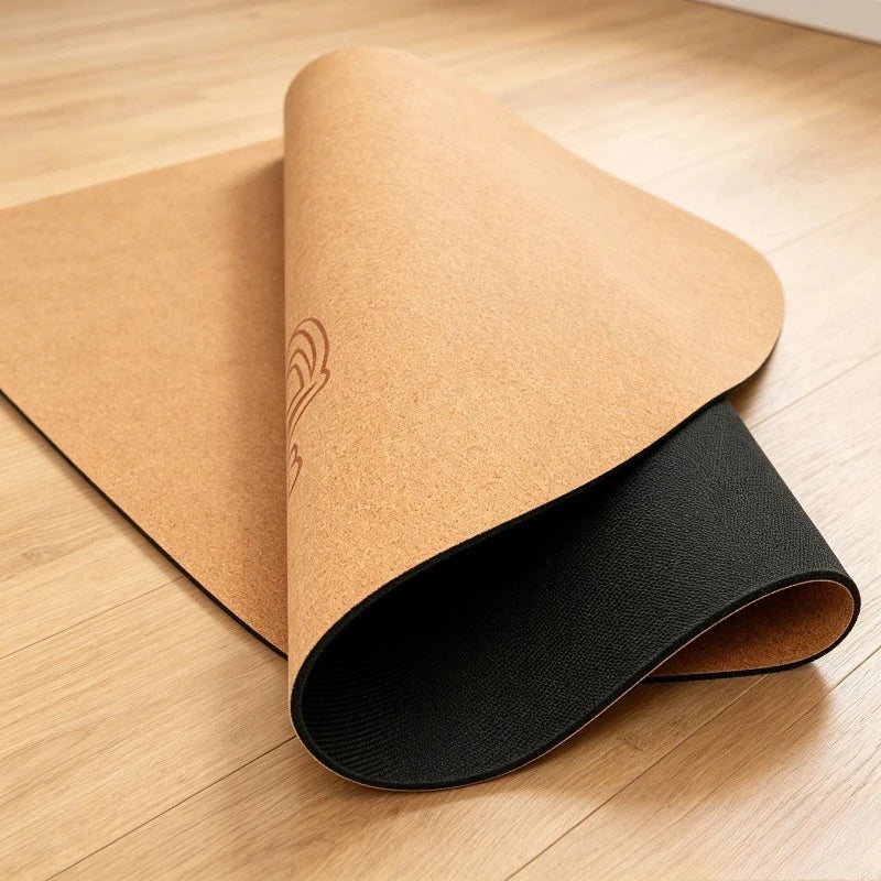 Rund Yogamatte i Naturgummi og Kork (68 cm)