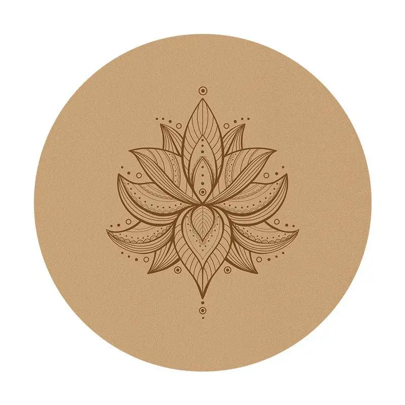 Rund Yogamatte i Naturgummi og Kork (68 cm)