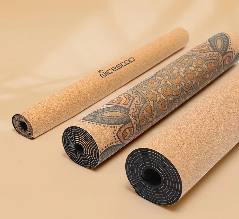 Sammenleggbar Yogamatte i Naturkork & Gummi (1mm)