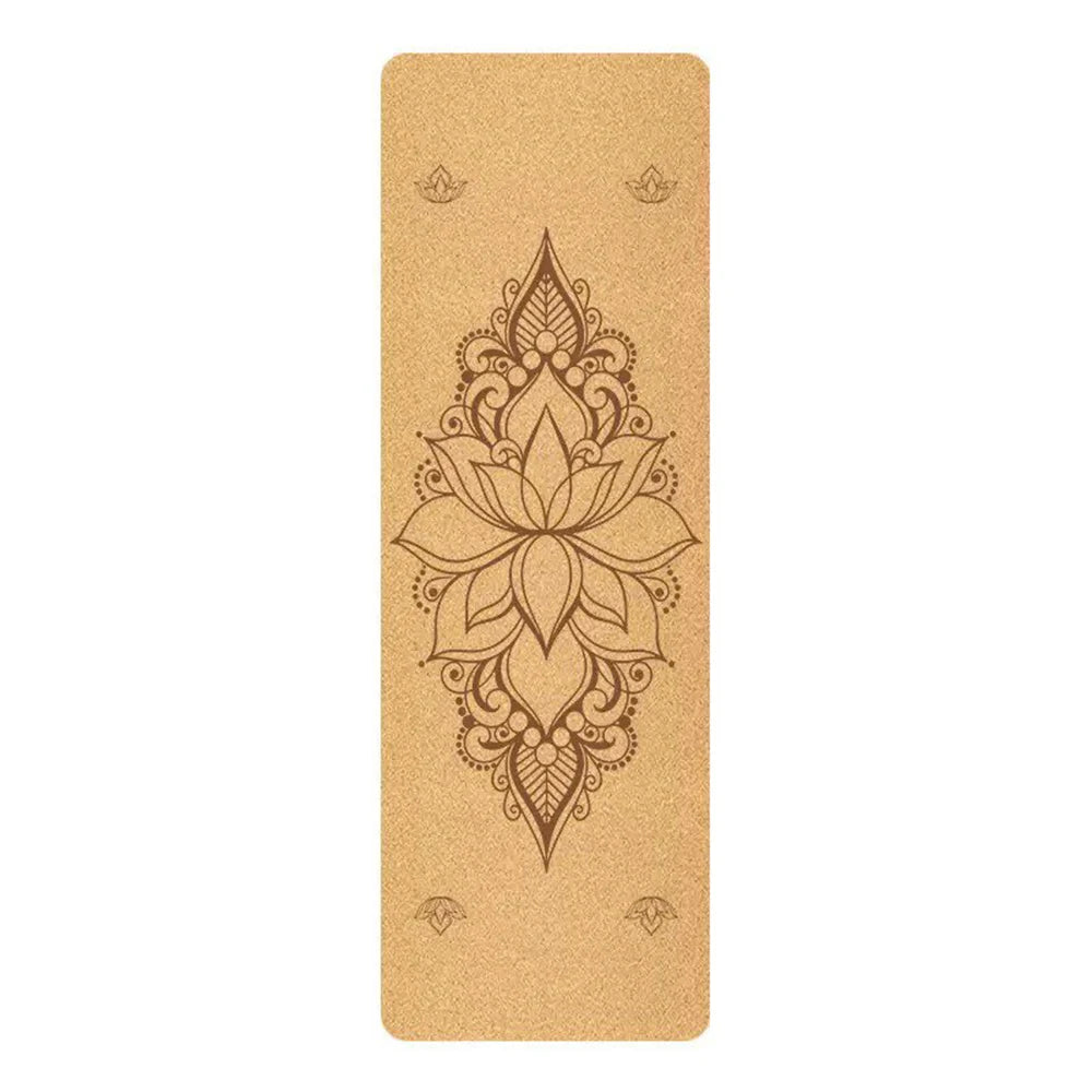 Sklisikker Kork Yogamatte 6mm med Mønster