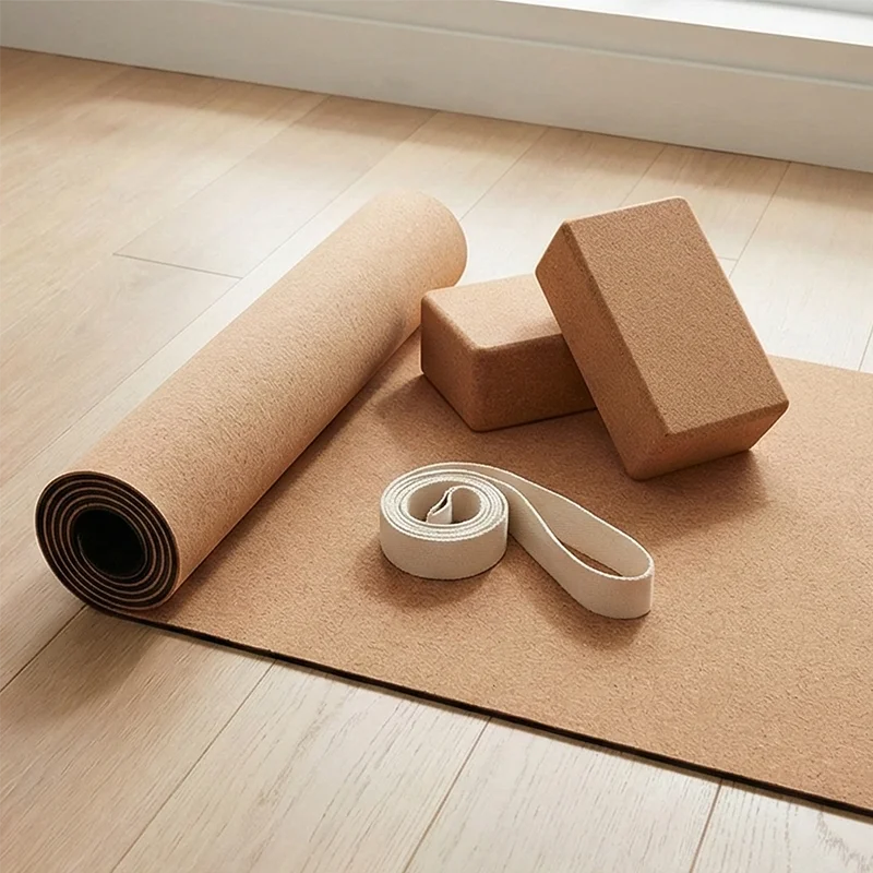 Mønstret Kork Yogamatte (5mm, 183 cm)