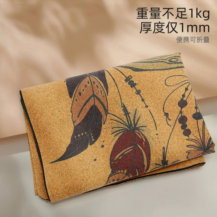 Sammenleggbar Yogamatte i Naturkork & Gummi (1mm)