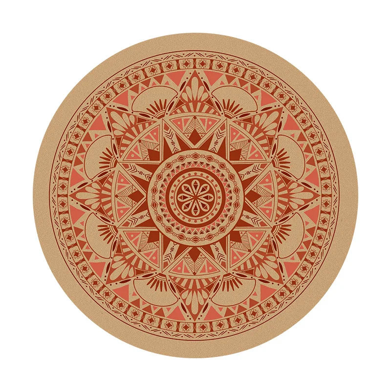 Rund Yogamatte i Naturgummi og Kork (68 cm)