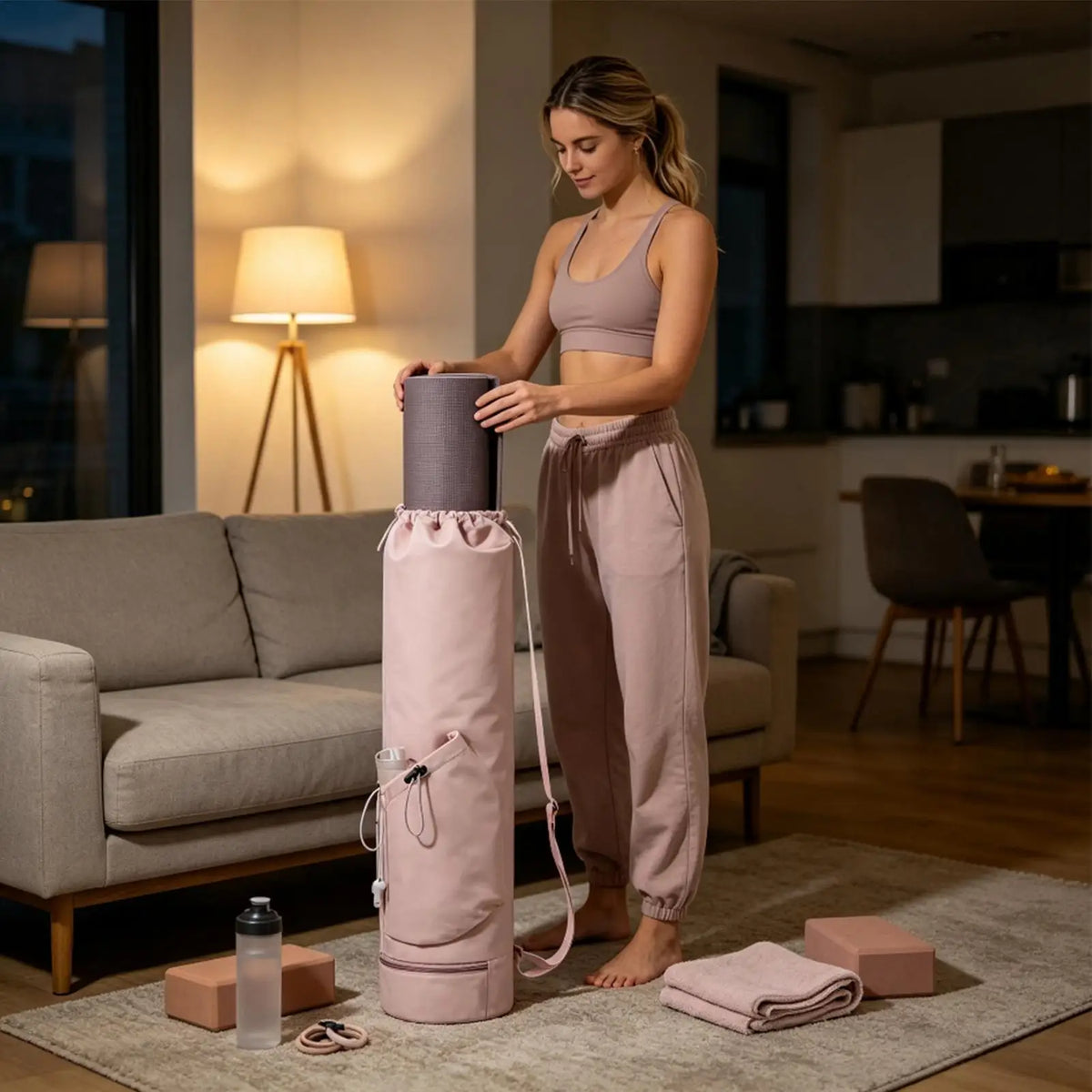 Vanntett Yogabag med Flaskelomme