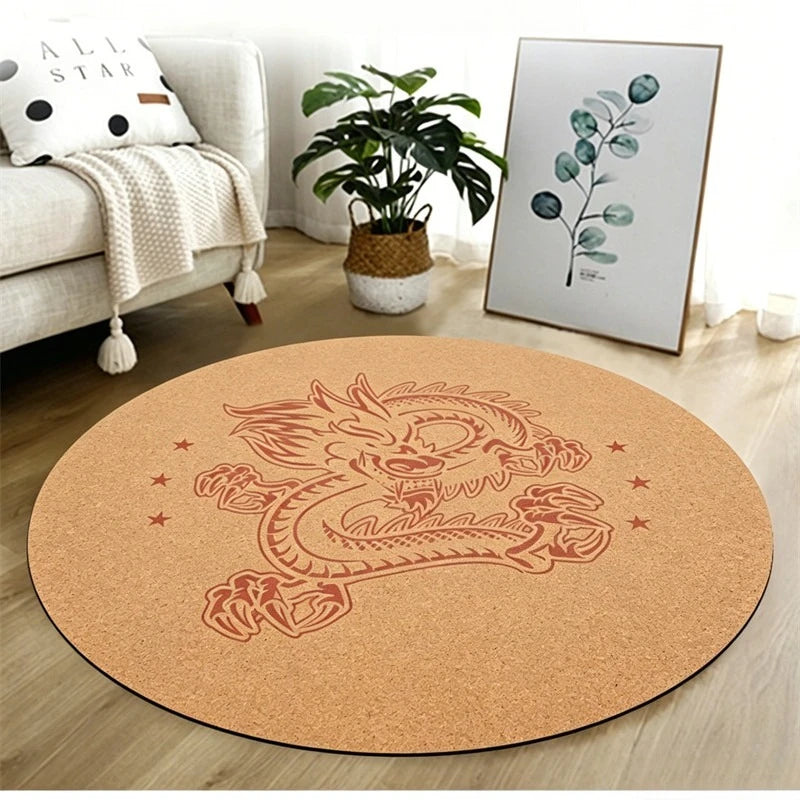 Rund Yogamatte i Naturgummi og Kork (68 cm)