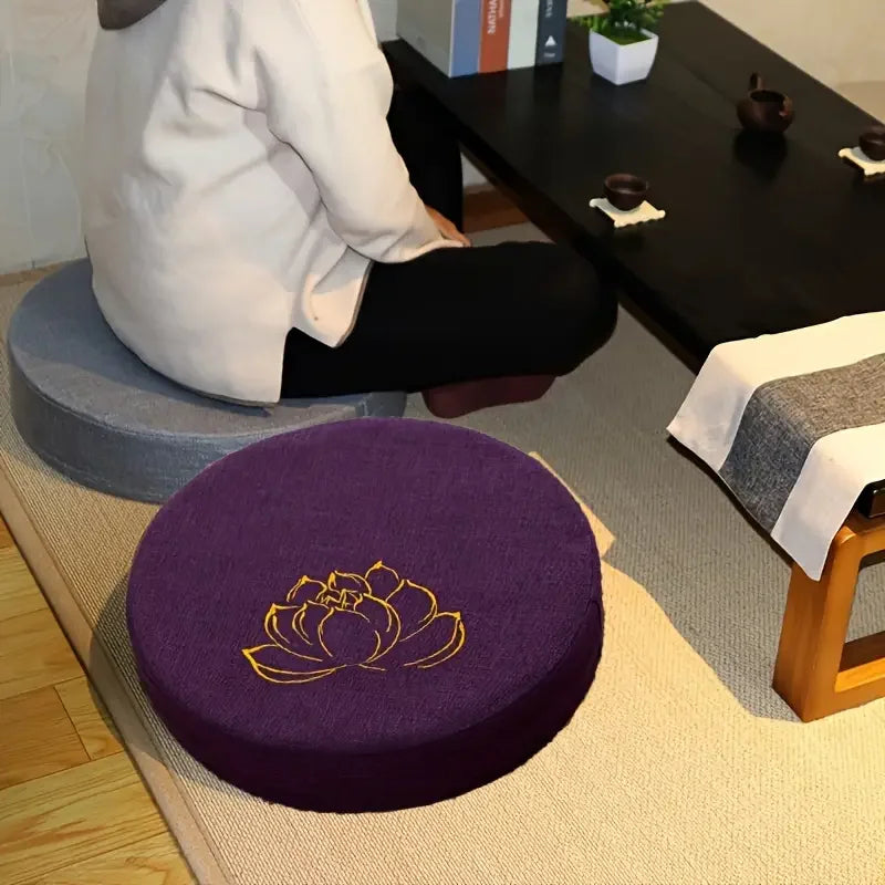 Fast Lin Meditasjonspute med Lotusstruktur (40x6 cm)