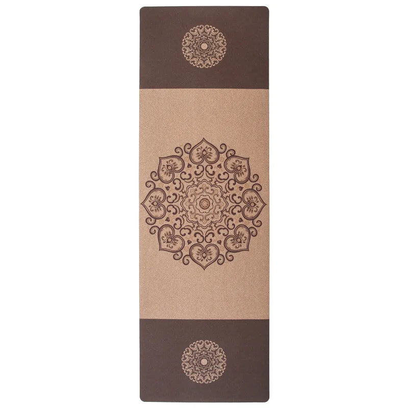 Mønstret Kork Yogamatte i Naturgummi (5mm)