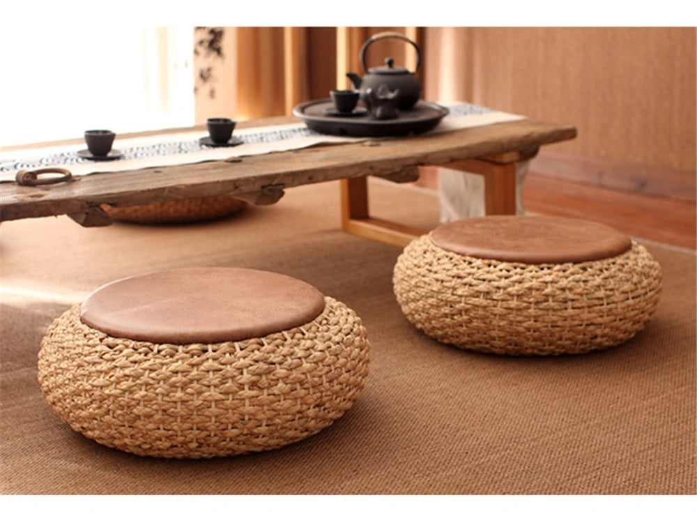 Ekte Vevd Strå Meditasjonspute / Futon