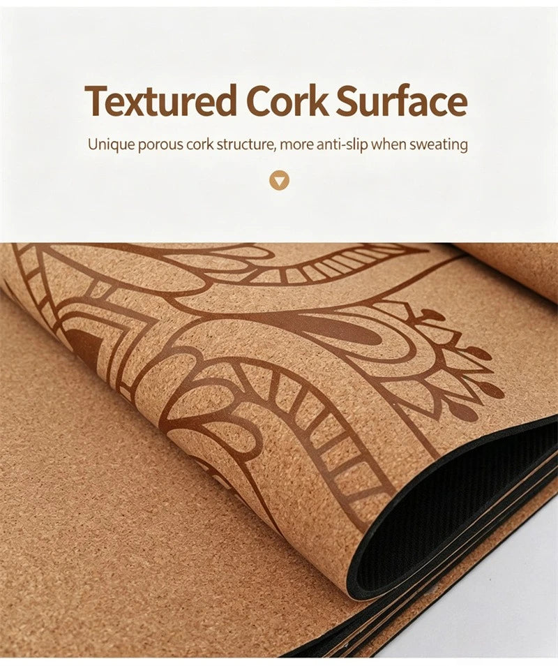 Rund Yogamatte i Naturgummi og Kork (68 cm)