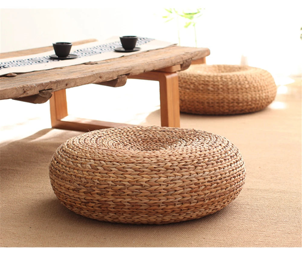Ekte Vevd Strå Meditasjonspute / Futon