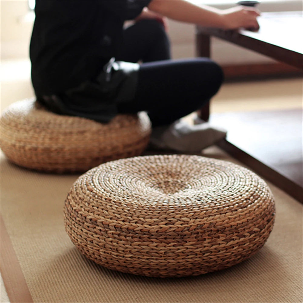 Ekte Vevd Strå Meditasjonspute / Futon