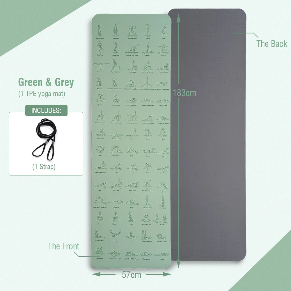 Miljøvennlig TPE Yogamatte (183x57 cm)