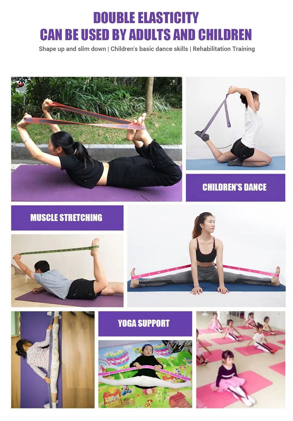 Flerseksjons Elastisk Yogabelte