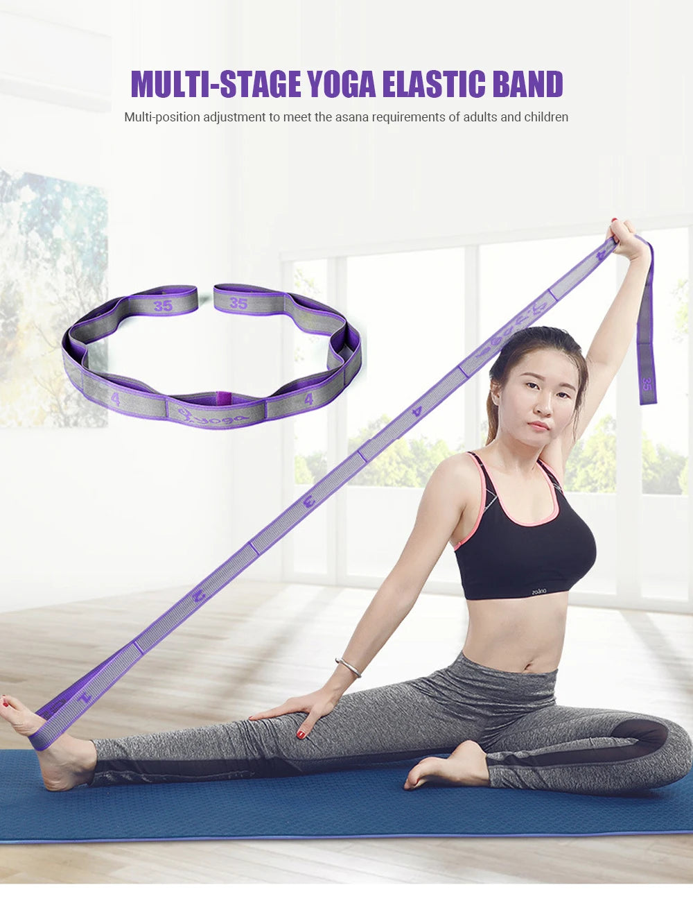 Flerseksjons Elastisk Yogabelte