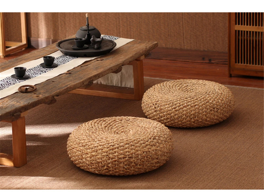 Ekte Vevd Strå Meditasjonspute / Futon