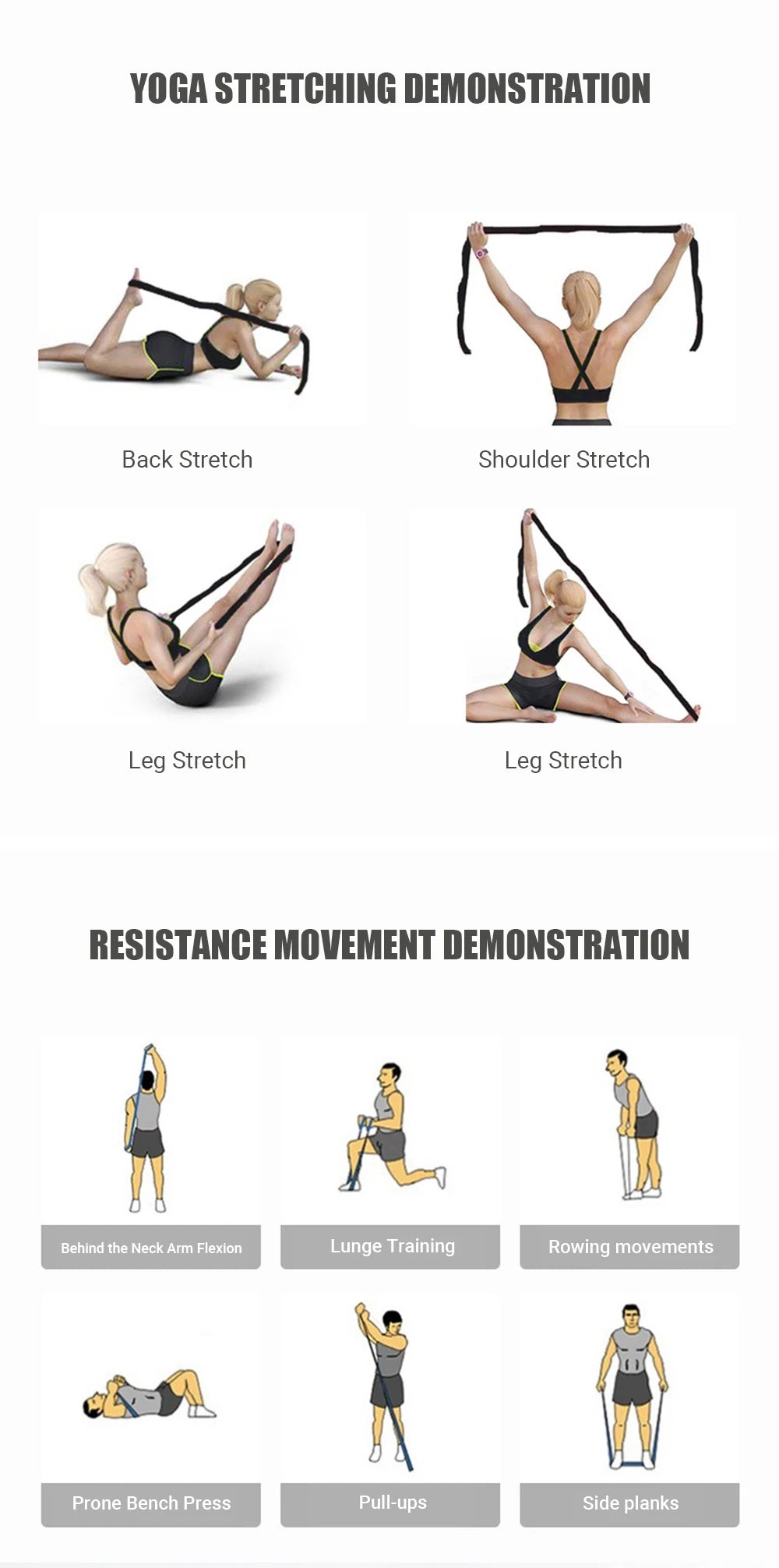 Flerseksjons Elastisk Yogabelte