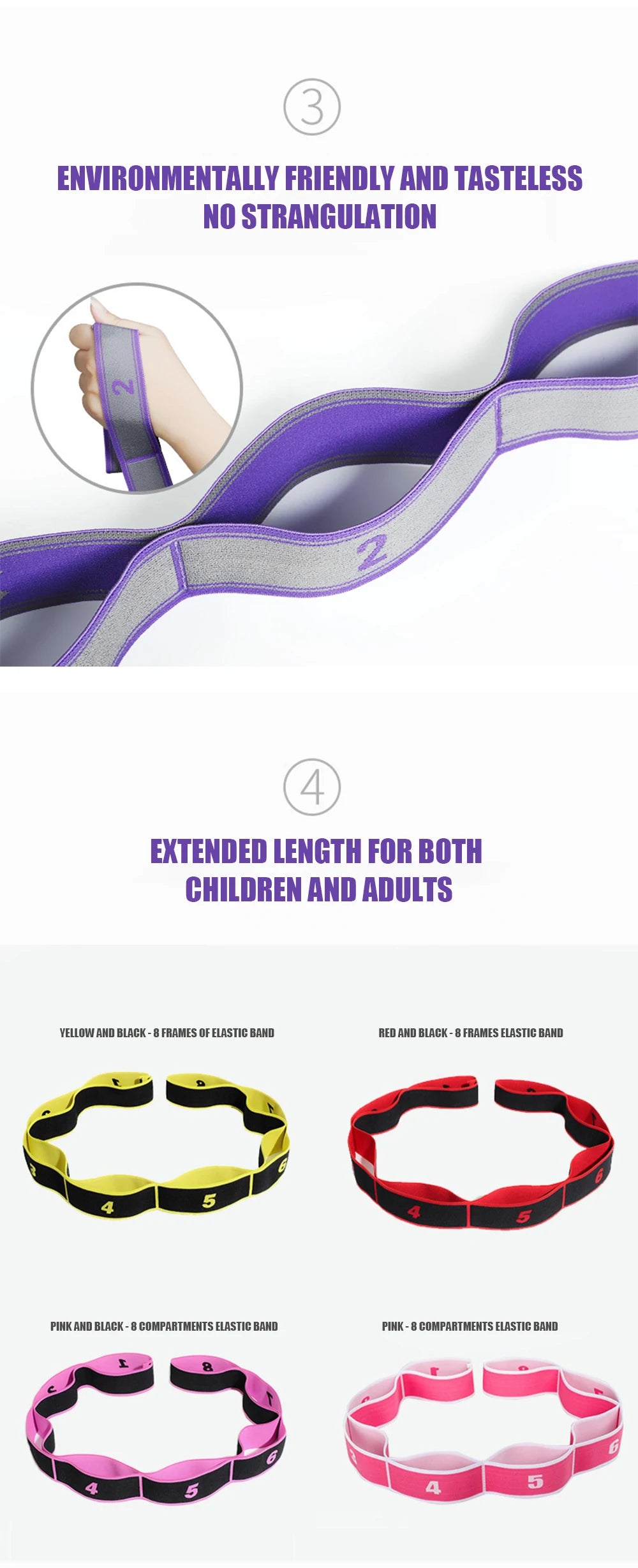 Flerseksjons Elastisk Yogabelte