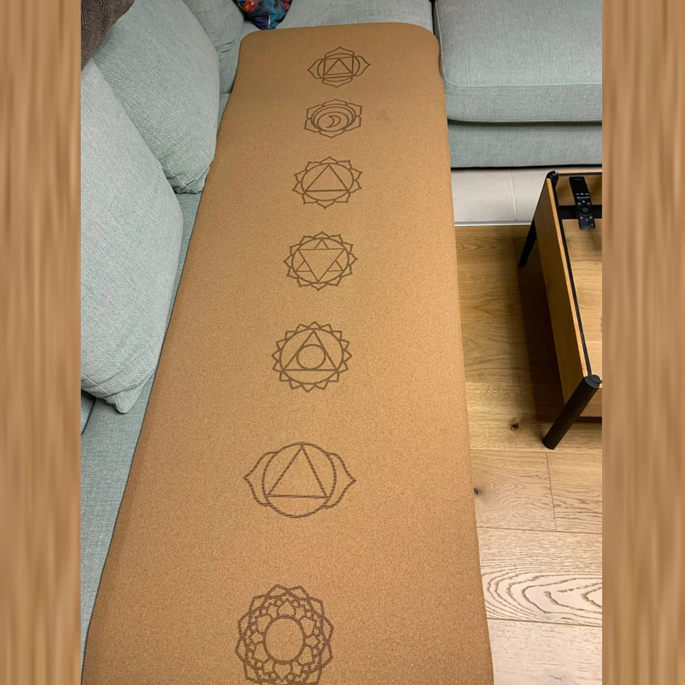 Sklisikker Kork Yogamatte 6mm med Mønster