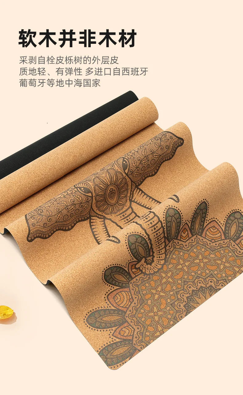 Sammenleggbar Yogamatte i Naturkork & Gummi (1mm)