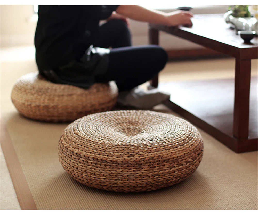 Ekte Vevd Strå Meditasjonspute / Futon