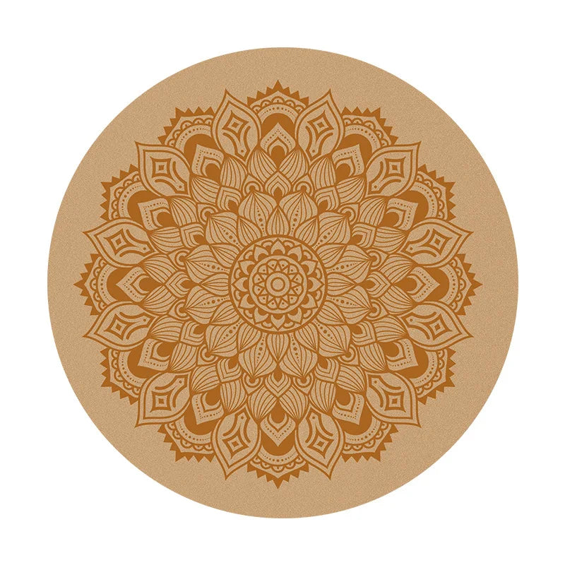 Rund Yogamatte i Naturgummi og Kork (68 cm)